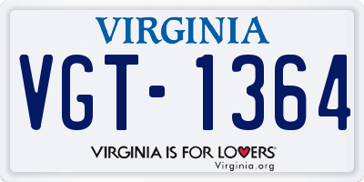 VA license plate VGT1364