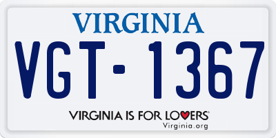 VA license plate VGT1367