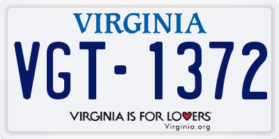 VA license plate VGT1372