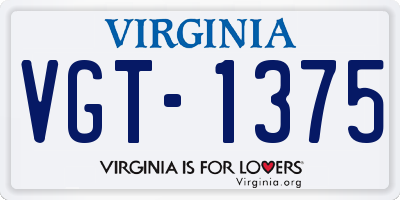 VA license plate VGT1375