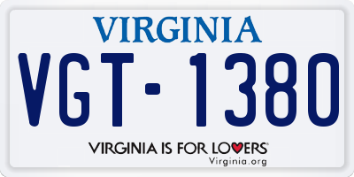 VA license plate VGT1380