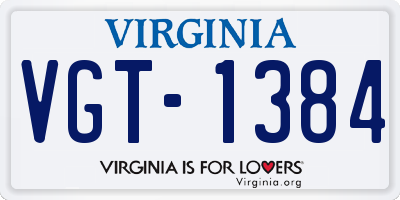 VA license plate VGT1384