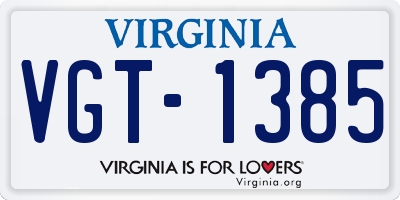 VA license plate VGT1385