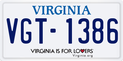 VA license plate VGT1386