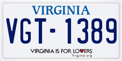 VA license plate VGT1389