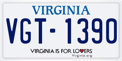 VA license plate VGT1390
