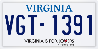 VA license plate VGT1391