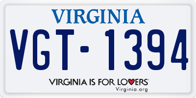 VA license plate VGT1394