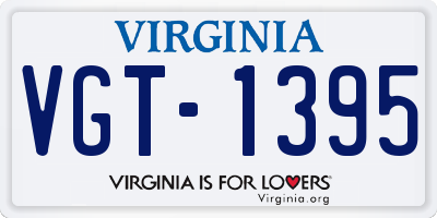 VA license plate VGT1395
