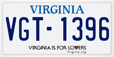 VA license plate VGT1396