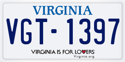 VA license plate VGT1397