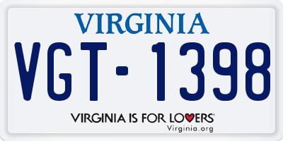 VA license plate VGT1398