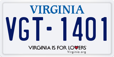 VA license plate VGT1401