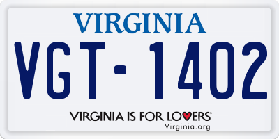 VA license plate VGT1402