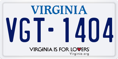 VA license plate VGT1404