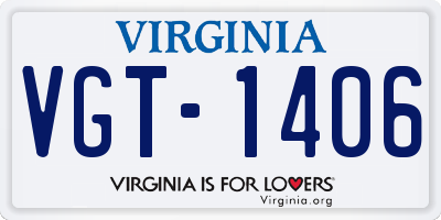 VA license plate VGT1406