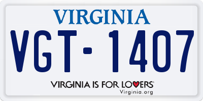 VA license plate VGT1407