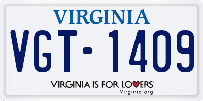 VA license plate VGT1409