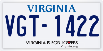 VA license plate VGT1422