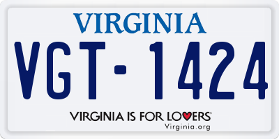 VA license plate VGT1424