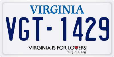 VA license plate VGT1429