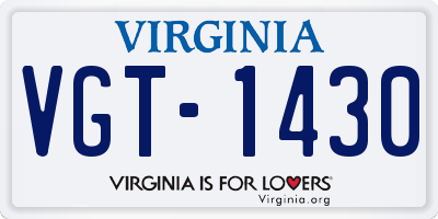 VA license plate VGT1430