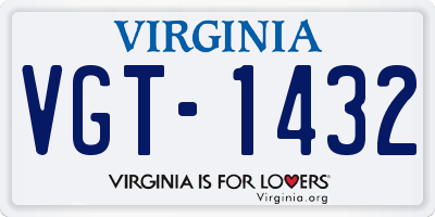 VA license plate VGT1432