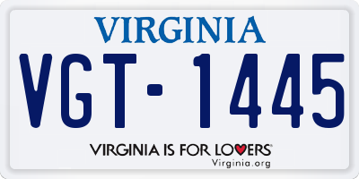 VA license plate VGT1445