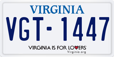 VA license plate VGT1447