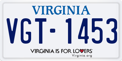 VA license plate VGT1453
