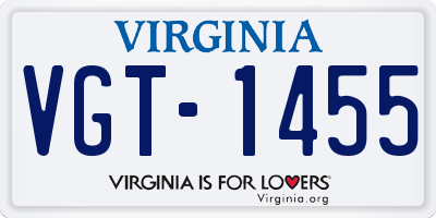 VA license plate VGT1455