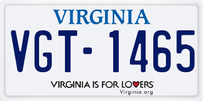 VA license plate VGT1465