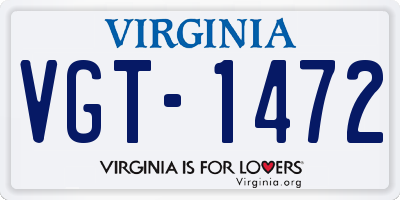 VA license plate VGT1472