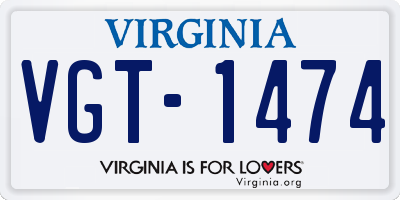 VA license plate VGT1474