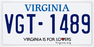VA license plate VGT1489