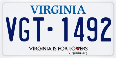 VA license plate VGT1492