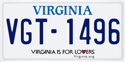 VA license plate VGT1496