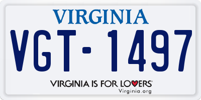 VA license plate VGT1497
