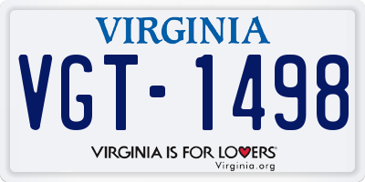 VA license plate VGT1498