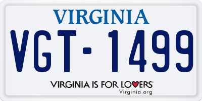 VA license plate VGT1499
