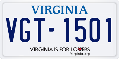 VA license plate VGT1501