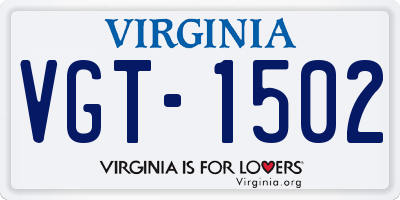 VA license plate VGT1502