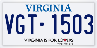 VA license plate VGT1503