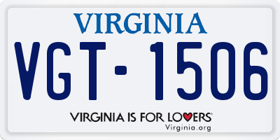 VA license plate VGT1506