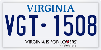 VA license plate VGT1508