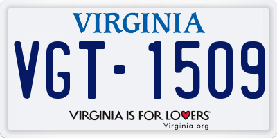 VA license plate VGT1509