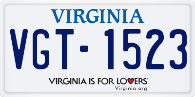 VA license plate VGT1523