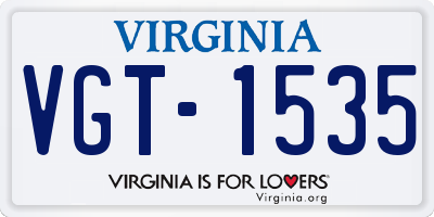 VA license plate VGT1535