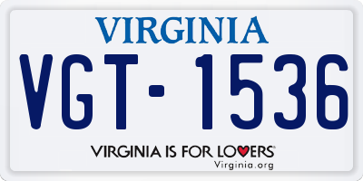 VA license plate VGT1536