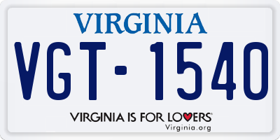 VA license plate VGT1540